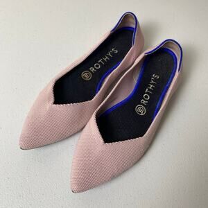 Rothy's Sz 8.5 The Point Petal Pink Pointed Toe Knit Flats Retired Color Slip On